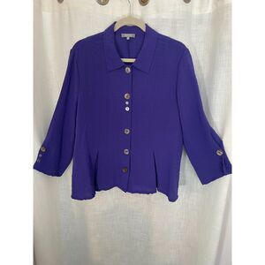 Habitat Crinkle‎ Fabric Button Front Swing Shirt Purple Size Medium Style 30644